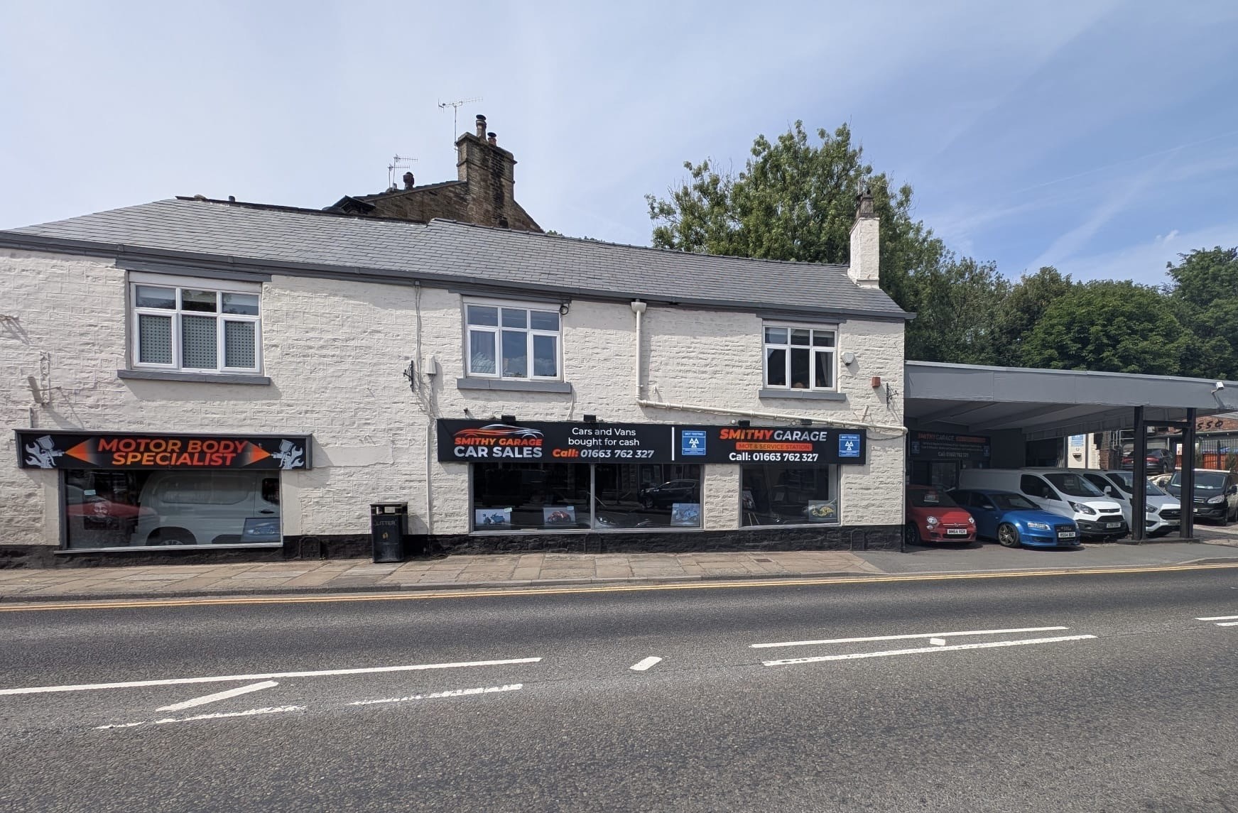 Smithy Garage frontage in Disley